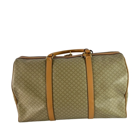 Genuine CELINE Paris Tan Macadam Signature Logo Duffle Travel Bag Authenticated - Picture 3 of 16